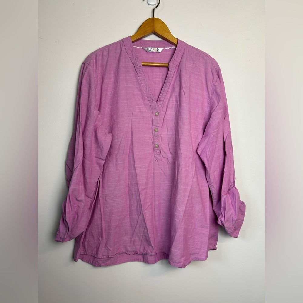 Riders Lee Top Blouse Xxl 3/4 Long Sleeve 100% Cotton Natural Breathable